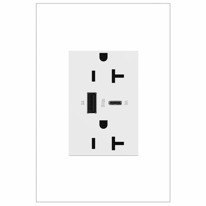 Legrand Adorne ARTRUSB206ACW4 White A/C Hybrid USB Outlet