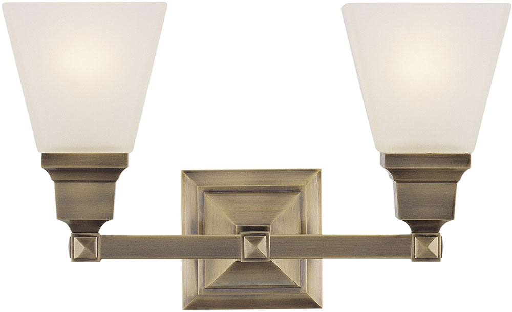 Livex 103201 Mission Modern Antique Brass Bathroom Light Fixture LVX