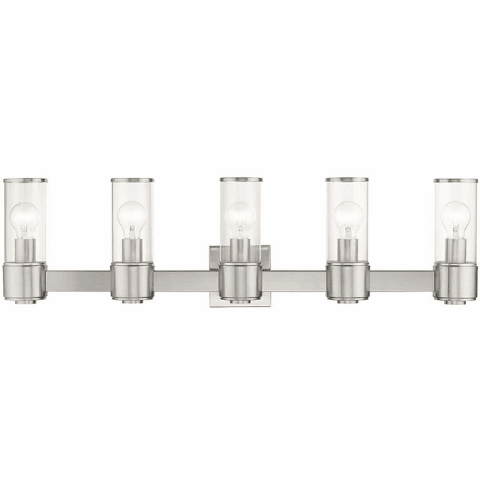 Livex 1714591 Quincy Contemporary Brushed Nickel 5Light Vanity Light
