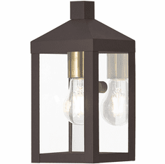 Livex 20581-07 Nyack Bronze with Antique Brass Mini Exterior Wall Lamp