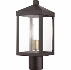 Livex 20590-07 Nyack Bronze with Antique Brass Cluser Exterior Lamp Post Light