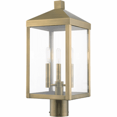 Livex 20592-01 Nyack Antique Brass Exterior Lighting Post Light