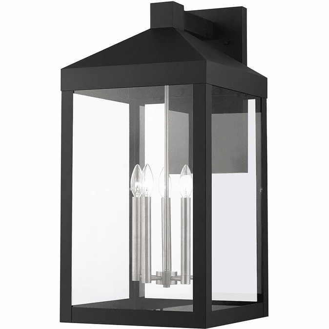 Livex 20598-04 Nyack Black with Brushed Nickel Cluster Exterior Wall Lighting