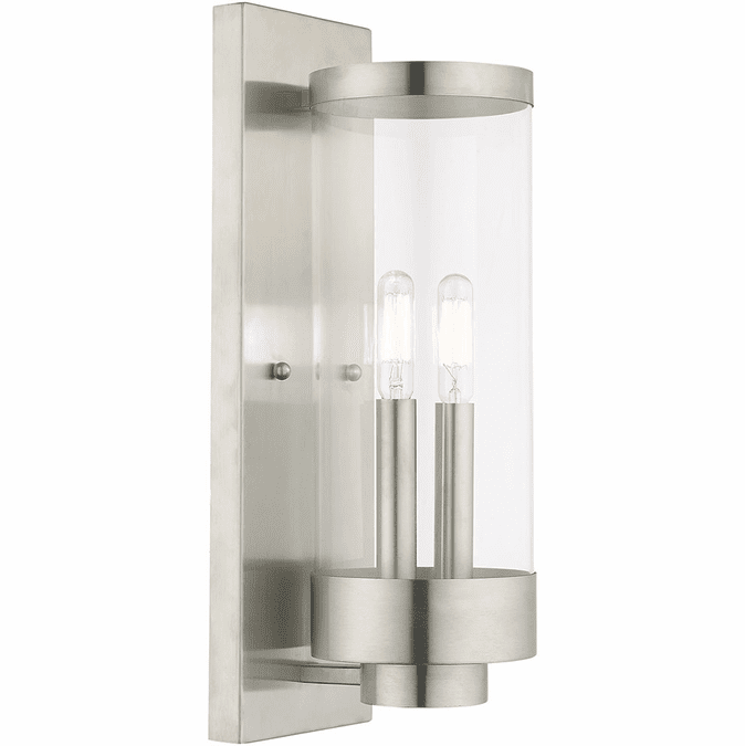 Livex 20722-91 Hillcrest Contemporary Brushed Nickel Exterior 16" Sconce Lighting