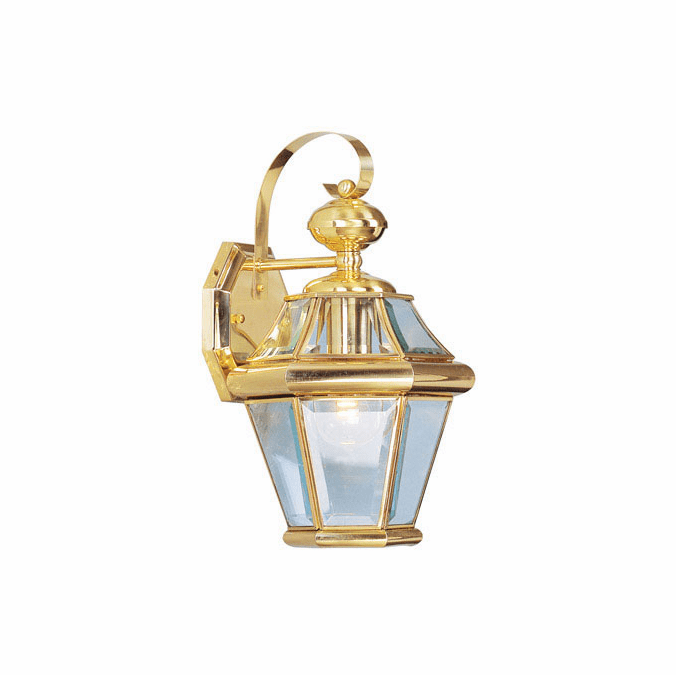 Livex 2161-02 Georgetown Exterior Polished Brass Wall Light Sconce
