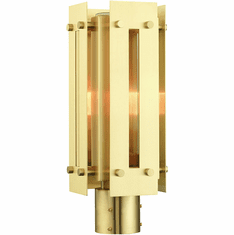 Livex 21774-12 Utrecht Contemporary Satin Brass Exterior Lamp Post Light Fixture
