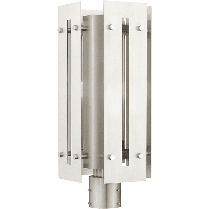Livex 21776-91 Utrecht Modern Brushed Nickel Accents Exterior Post Lamp