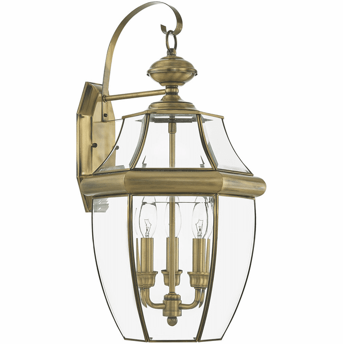 Livex Lighting Outdoor Wall Lantern - Antique Brass With Clear Beveled Glass