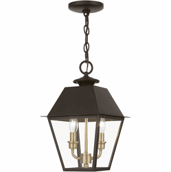 Livex 27217-07 Wentworth Bronze with Antique Brass Cluster Outdoor Pendant Light Fixture