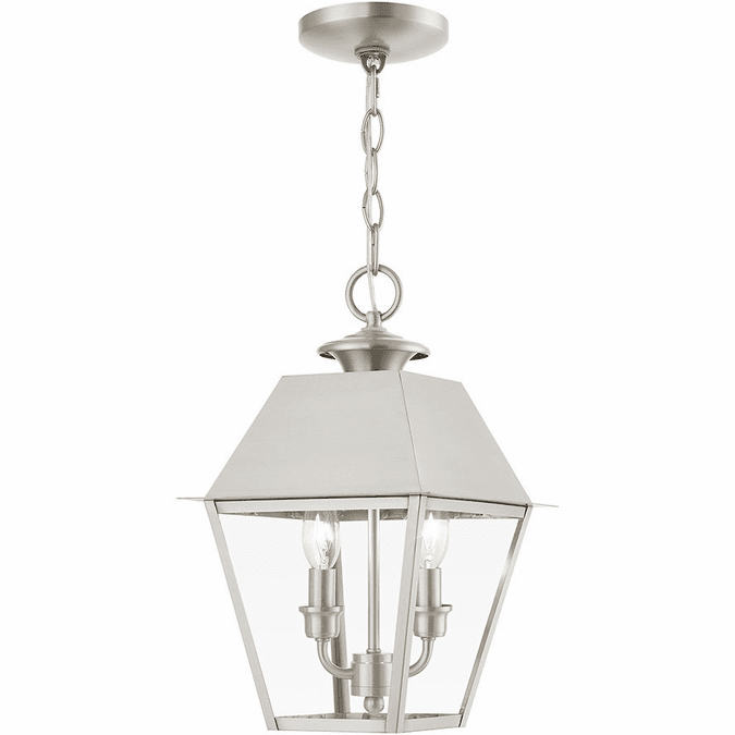 Livex 27217-91 Wentworth Brushed Nickel Outdoor Pendant Lamp