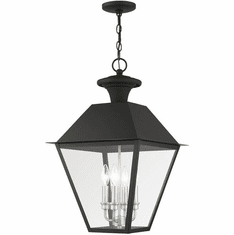 Livex 27224-04 Mansfield Black Exterior 15" Hanging Pendant Lighting