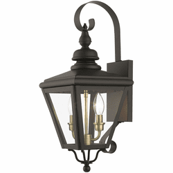 Livex 27372-07 Adams Bronze with Antique Brass Cluster Exterior Lighting Sconce