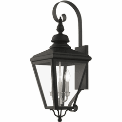 Livex 27373-04 Adams Black with Brushed Nickel 29" Exterior Wall Sconce Lighting