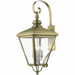 Livex 27374-01 Adams Antique Brass with Brushed Nickel 34.5" Exterior Wall Lighting Fixture
