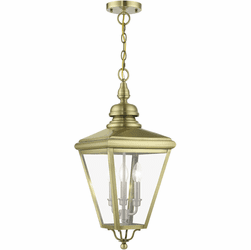 Livex 27377-01 Adams Antique Brass with Brushed Nickel Outdoor Pendant Light