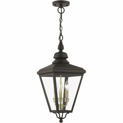 Livex 27377-07 Adams Bronze with Antique Brass Outdoor Drop Ceiling Light Fixture