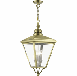 Livex 27378-01 Adams Antique Brass with Brushed Nickel Exterior Pendant Hanging Light