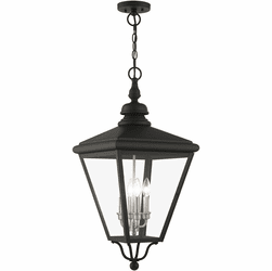 Livex 27378-04 Adams Black with Brushed Nickel Outdoor Drop Ceiling Light Fixture