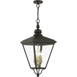 Livex 27378-07 Adams Bronze with Antique Brass Exterior Hanging Light