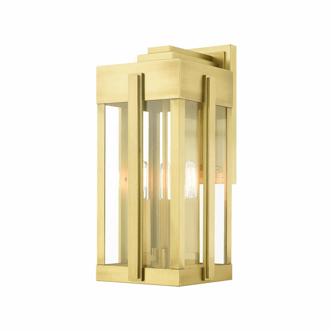 Livex 27714-08 Lexington Contemporary Natural Brass Exterior 18" Wall Light Sconce