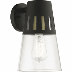 Livex 27972-04 Covington Black with Soft Gold Medium Exterior Light Sconce