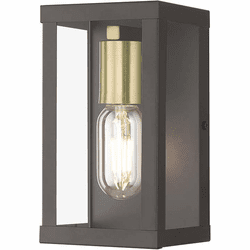 Livex 28031-07 Gaffney Contemporary Bronze with Antique Gold Exterior Lighting Sconce