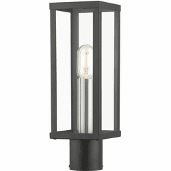 Livex 28034-04 Gaffney Black with Brushed Nickel Exterior Lamp Post Light