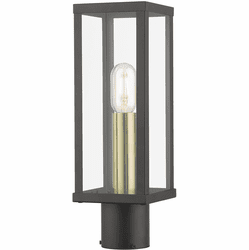 Livex 28034-07 Gaffney Bronze with Antique Gold Outdoor Post Lamp