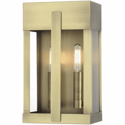 Livex 28962-01 Berksford Contemporary Antique Brass 7" Outdoor Wall Light Sconce