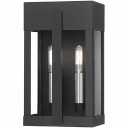 Livex 28962-04 Berksford Modern Black / Brushed Nickel 7" Outdoor Wall Lighting Fixture