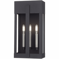 Livex 28963-04 Berksford Contemporary Black / Brushed Nickel 8.5" Outdoor Light Sconce