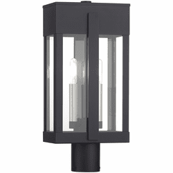 Livex 28964-04 Berksford Modern Black / Brushed Nickel Post Mount