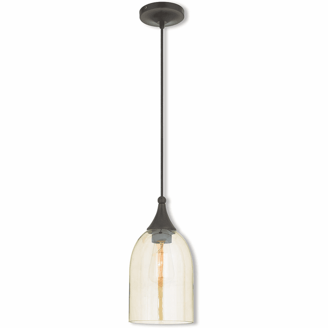 Livex 40632-92 Art Glass Contemporary English Bronze Mini Ceiling Light Pendant
