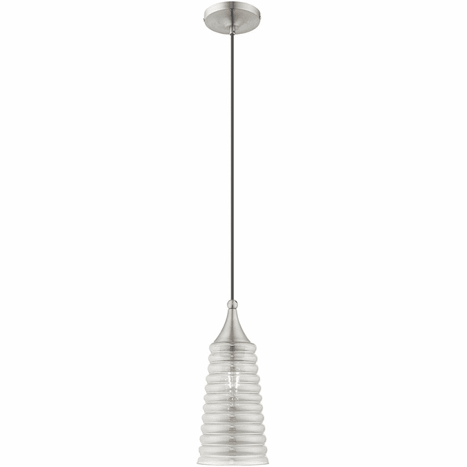 Livex 40647-91 Art Glass Contemporary Brushed Nickel Mini Hanging Pendant Lighting