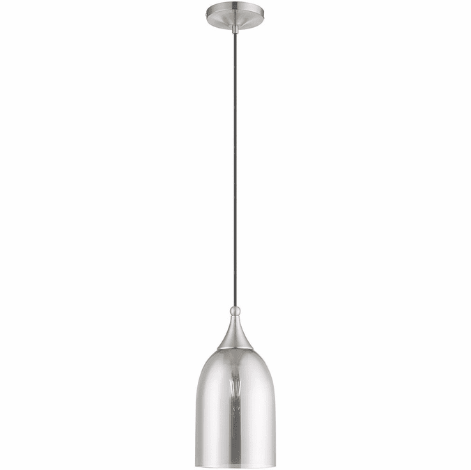 Livex 40649-91 Art Glass Contemporary Brushed Nickel Mini Pendant Hanging Light