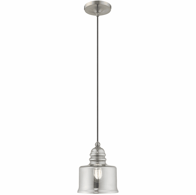 Livex 40651-91 Art Glass Modern Brushed Nickel Mini Hanging Light Fixture