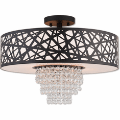 Livex 40664-07 Allendale Bronze 18" Flush Ceiling Light Fixture