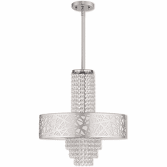Livex 40766-05 Allendale Polished Chrome 18" Drum Drop Ceiling Lighting