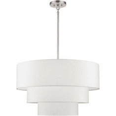 Livex 41087-91 Manorwood Contemporary Brushed Nickel Drum Pendant Lamp