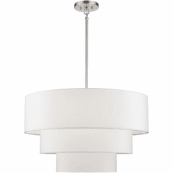 Livex 41087-91 Manorwood Contemporary Brushed Nickel Drum Pendant Lamp