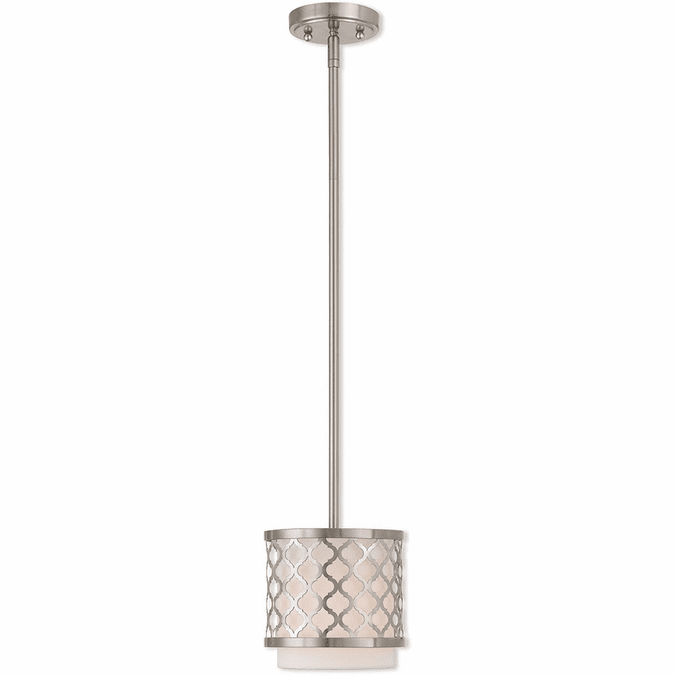 Livex 41101-91 Arabesque Brushed Nickel Mini Drum Hanging Lamp