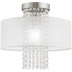 Livex 41126-91 Bella Vista Brushed Nickel 15" Flush Mount Light Fixture ...