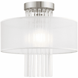 Livex 41145-91 Alexis Brushed Nickel 13" Flush Mount Ceiling Light Fixture