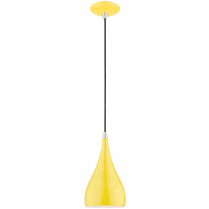Livex 41171-82 Amador Contemporary Shiny Yellow with Polished Chrome Mini Drop Ceiling Light Fixture
