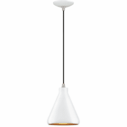 Livex 41177-03 Geneva Modern White / Brushed Nickel Mini Hanging Lamp