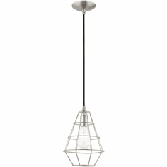 Livex 41322-91 Geometric Shade Contemporary Brushed Nickel Mini Hanging Pendant Lighting