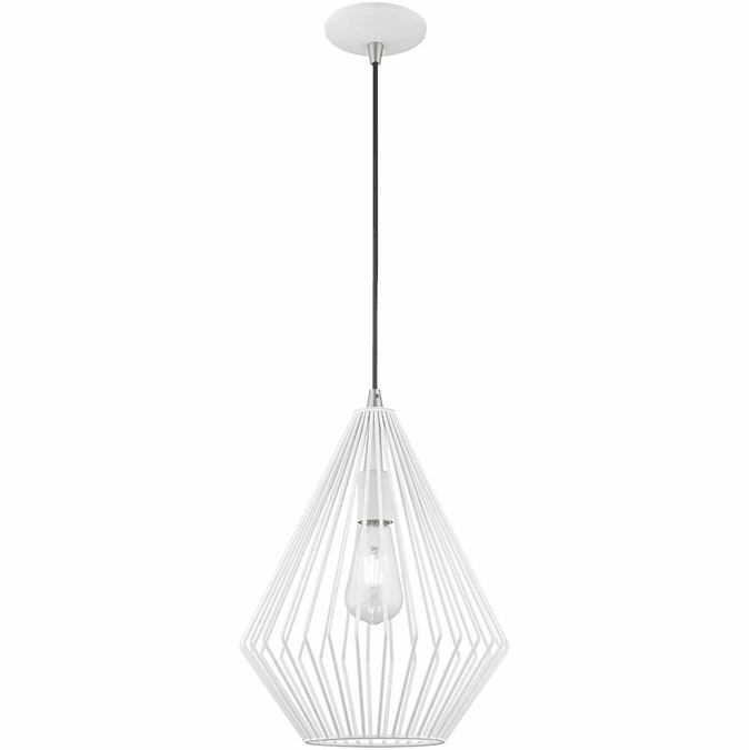 Livex 41325-03 Geometric Shade Contemporary White Mini Drop Ceiling Light Fixture