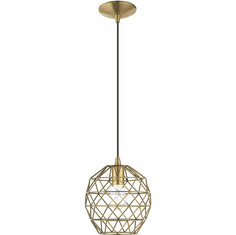Livex 41326-01 Geometric Shade Modern Antique Brass Mini Pendant Light