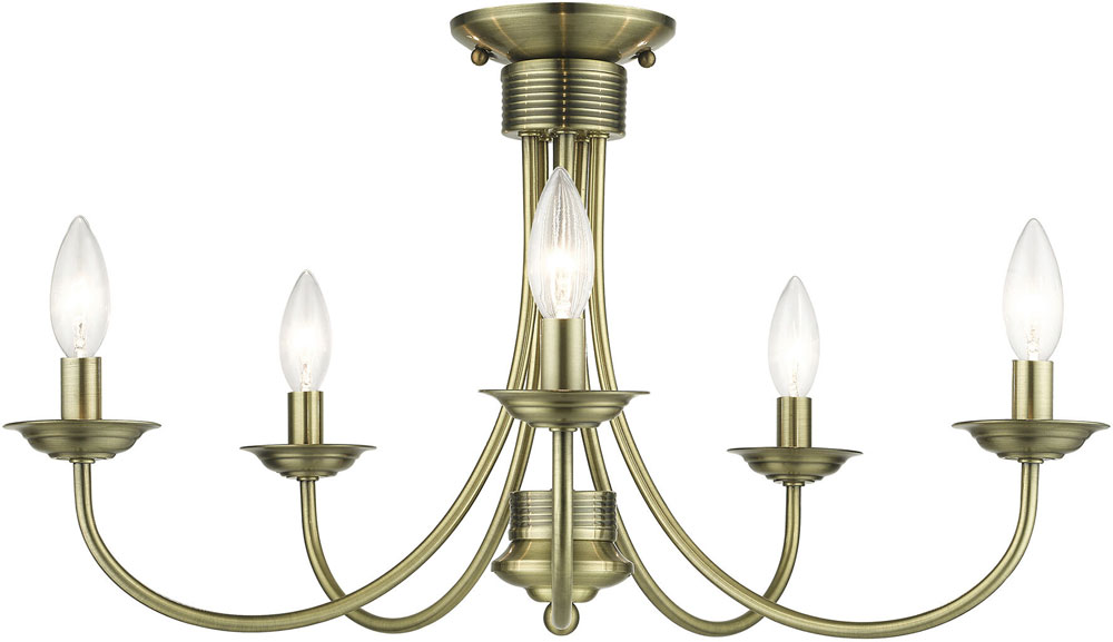 Livex 4268401 Estate Antique Brass Flush Mount Ceiling Light Fixture