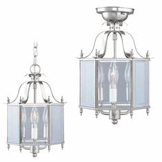 Livex 4403-91 Livingston Brushed Nickel Foyer Lighting Fixture / Flush Mount Ceiling Light Fixture